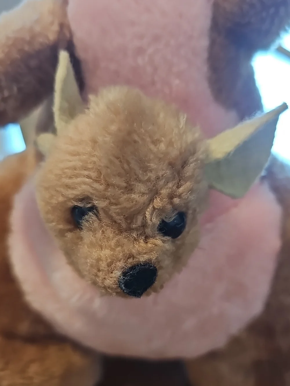 1970 Vintage Walt DisneyPlush Kangaroo with Joey Stuffed Animal - Brown and Pink